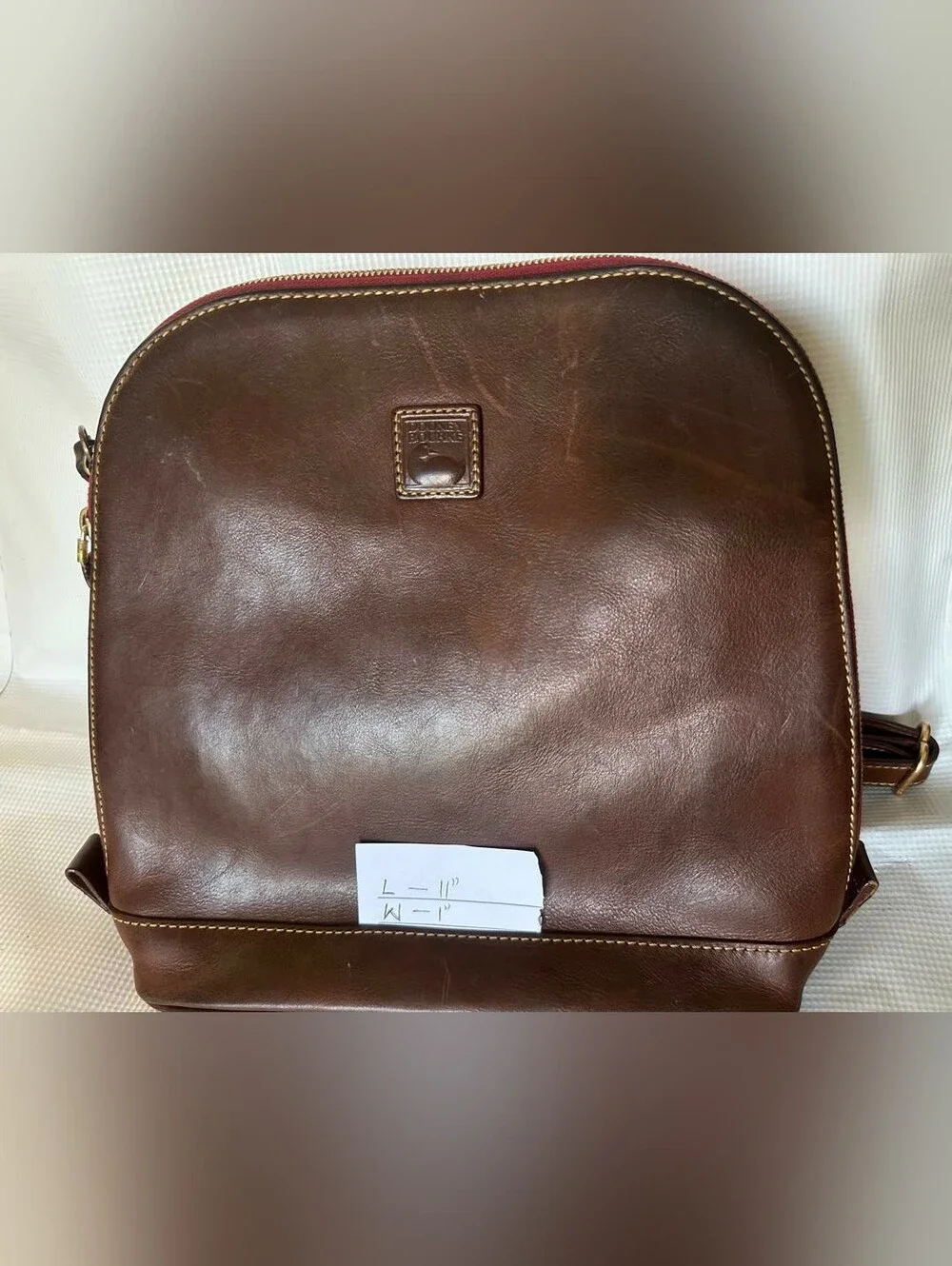 Dooney & Bourke Florentine Zip Pod Backpack Dark Brown Leather Redlined Interior